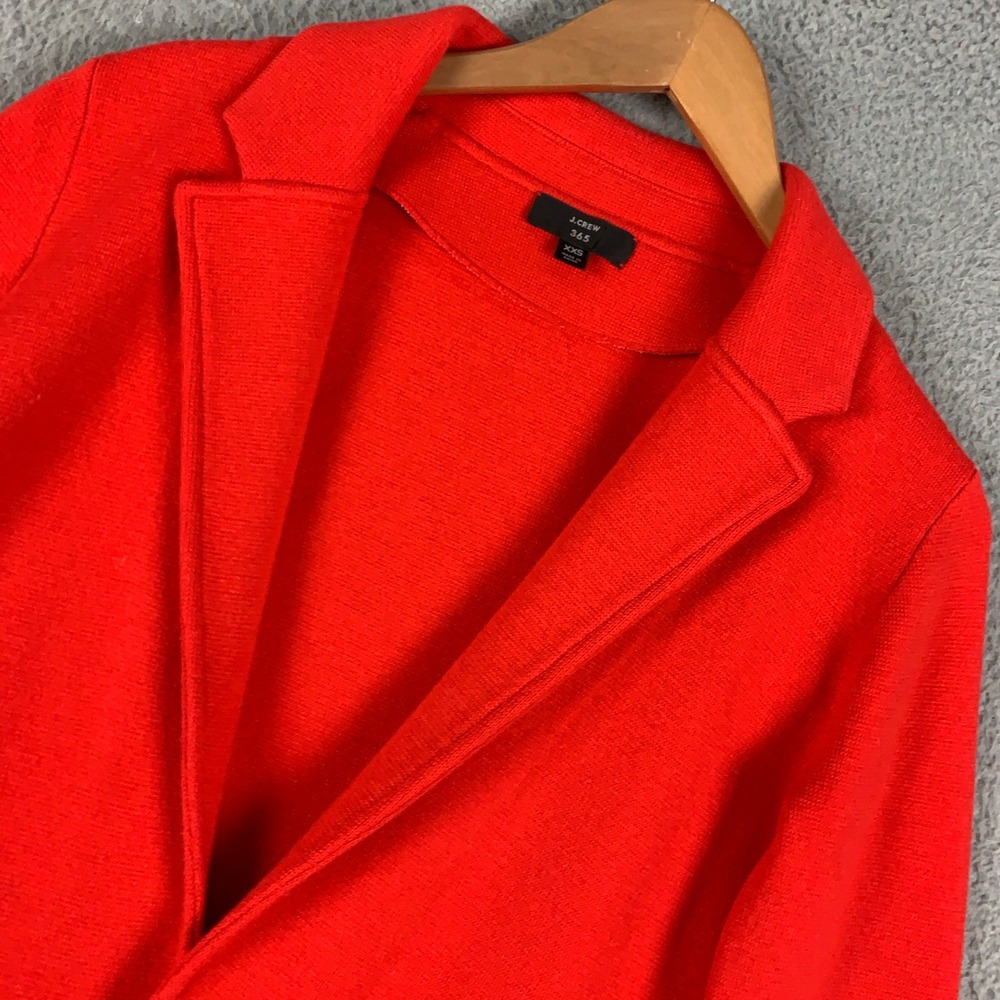 J.Crew Sophie Sweater-Blazer Women's XXS Red Open Front Patch Pocket Notch Lapel
